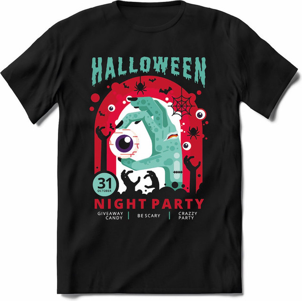 Halloween T-Shirt | Horror  Kleding Heren / Dames | Weerwolf , Monster , Vleermuis en Pompoen  Shirt |